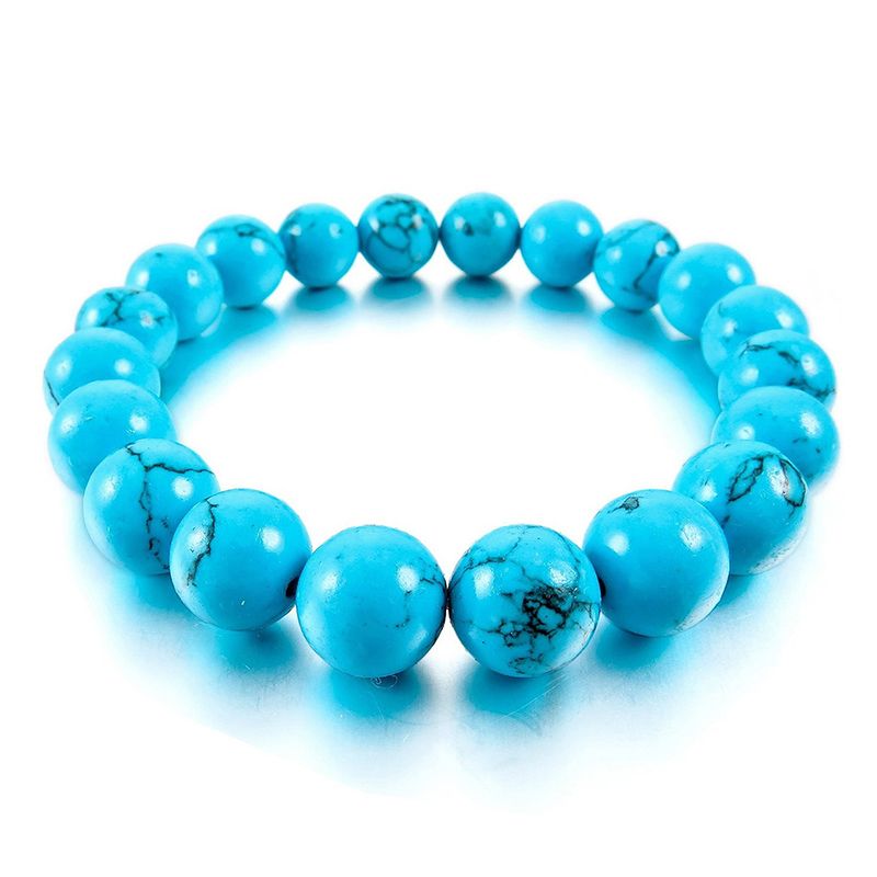 JAERBEE 10mm Cuff Link Wrist Stone Blue Turquoise Buddha Prayer Beads Bead Woman, Man