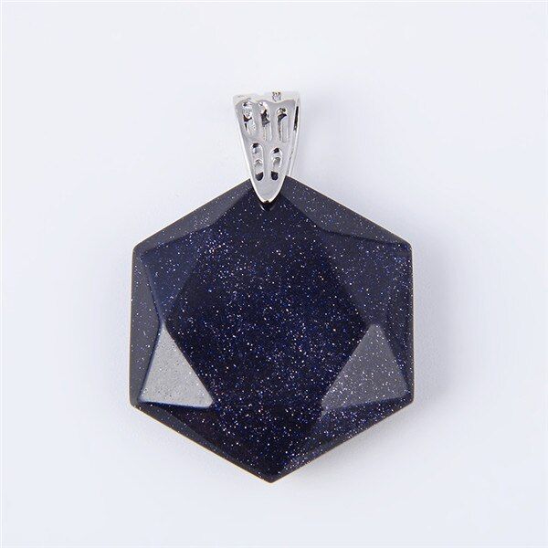 New Faceted Cubic Hexagonal Natural Stone Pendants for Necklaces Blue Sand Purple Quartz Charm Chakra Reiki Women Men Jewelry