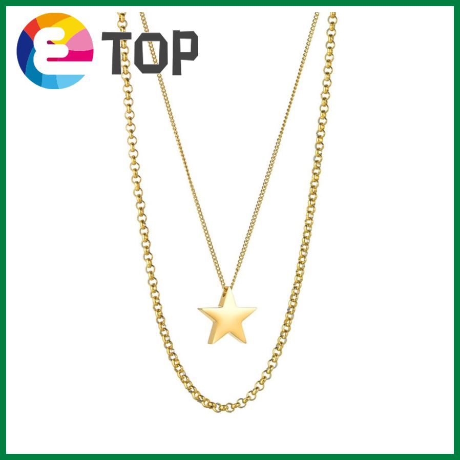 Korean Of The Pentagram Necklace Niche Design Simple Double-Layer Temperament Stacking Pendant Temperament Clavicle Chain