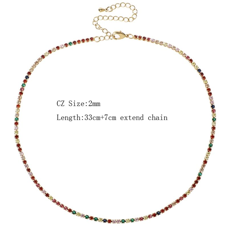 Christmas Gift Rainbow CZ Shiny Waterdrop Choker Drop Charm Necklaces Charming Woman Wedding Party Birthday Choker Jewelry