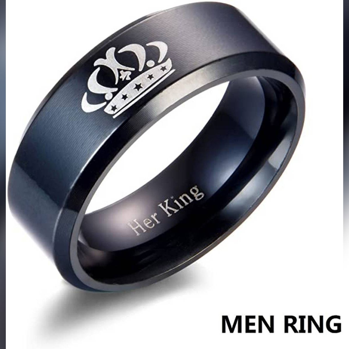 রাজা (Prince) রাণী (Princess) Titanium Crown Couple Finger Ring