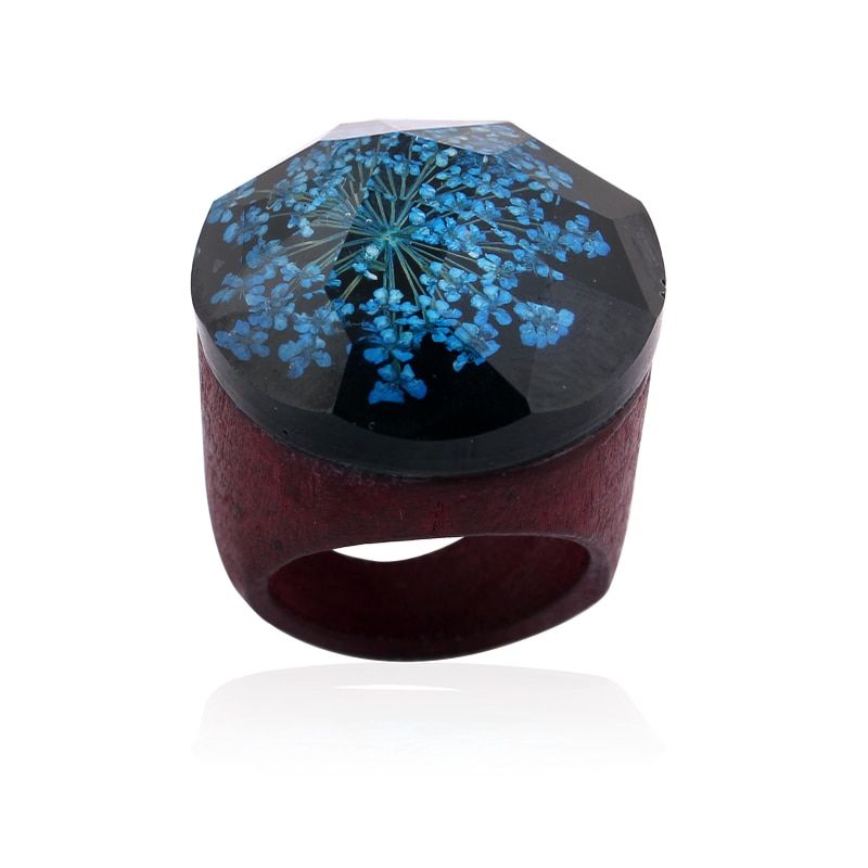 vestone  New Fashion Sky Blue Resin Wooden Magic forest Rings Creative Handmade Rings for Women Fashion Jewelry   JB001-33