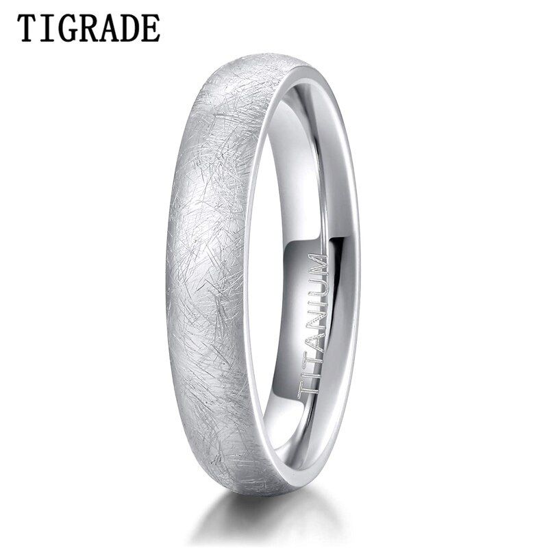 TIGRADE 4mm 6mm Titanium Ring Dome Brushed Special Scratch Design Wedding Band Comfort Fit Size 5-13