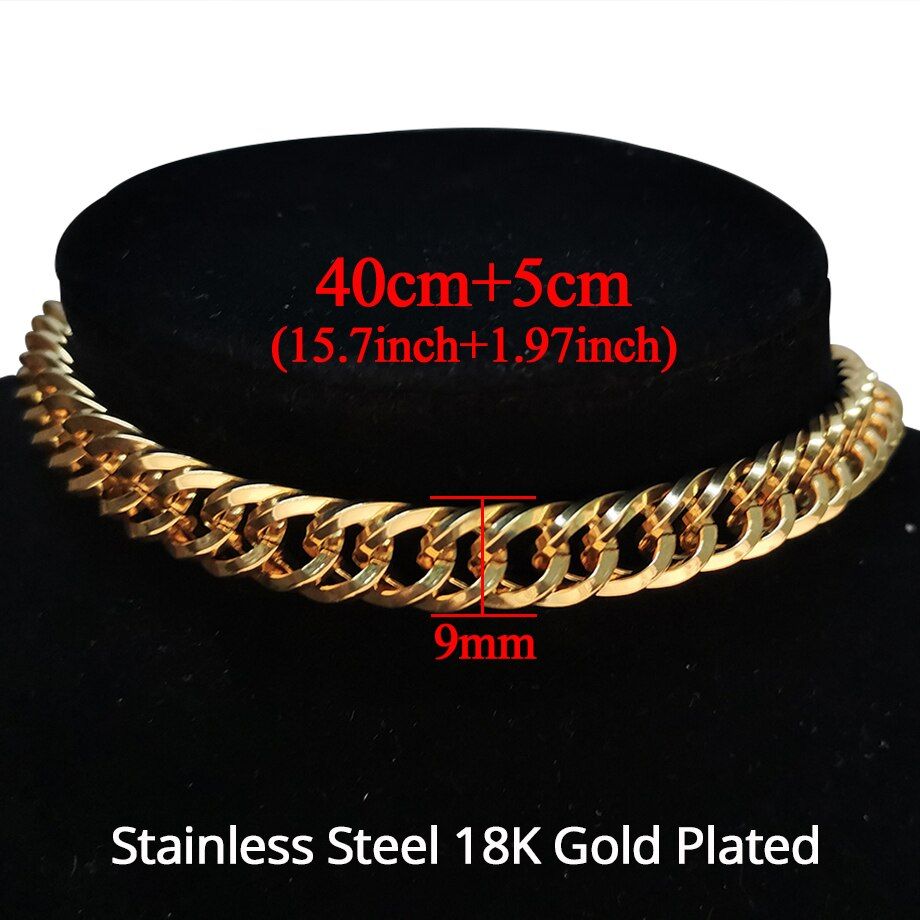New Punk Chokers Necklaces For Women Stainless Steel Simple Chunky Big Wide Chain Collar Necklace Gold Color Fashion Jewelry