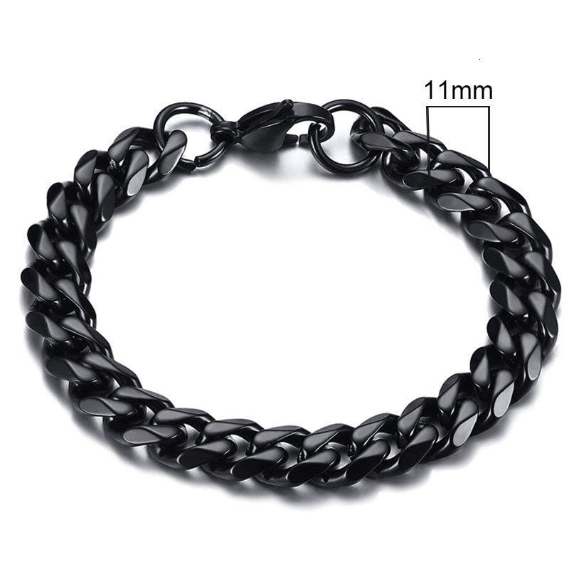 Yobest Chunky Miami Curb Chain Bracelet for Men Stainless Steel Cuban Link Chain Wristband Classic Punk Heavy Male Jewelry