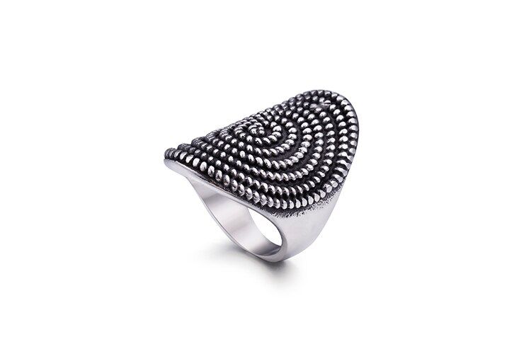 Stainless Steel Oval Metal Ring For Men Dazzling Ring Fashion Personality Finger Jewelry