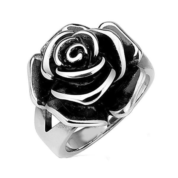 Huitan Black Rose Ring with CZ Micro Pave Christmas New Year Party Jewelry Vintage Flower Rings for Women Wholesale Lots Bulk