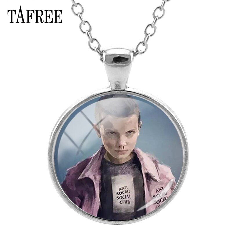TAFREE Stranger Things Round Pendants Necklaces Novelty Cool Glass Cabochon Dome Handmade Art Picture Jewelry Gift QF114(null)