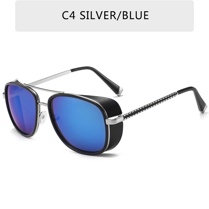 C4NEW Fashion Avengers Tony Stark Flight Style Man Sunglasses Luxury Brand Rectangle Vintage Superhero Sun Glasses Clear Gafas de
