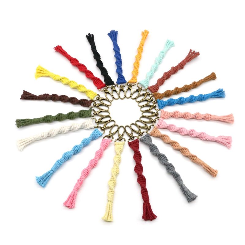 20 Pieces Boho Mini Macrame Keychains with Tassels Handmade Accessory for Car Key Purse Phone Wallet Wedding Gift