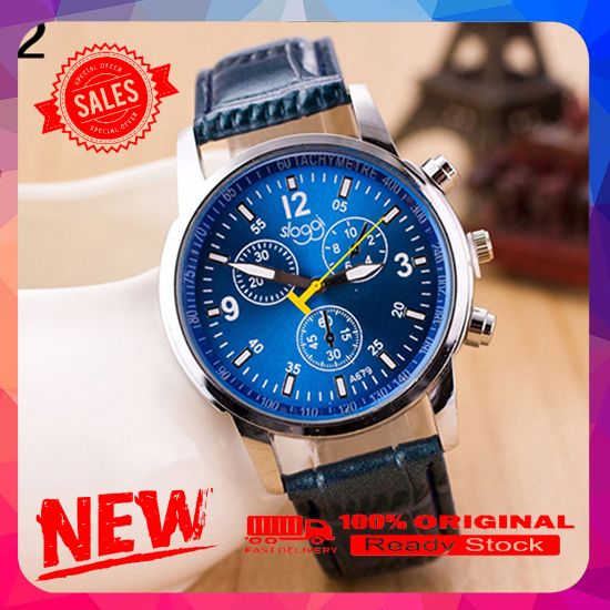 Vist Fox Men's Fashion Faux Leather Strap Round Dial Analog Business Quartz Wrist Watch