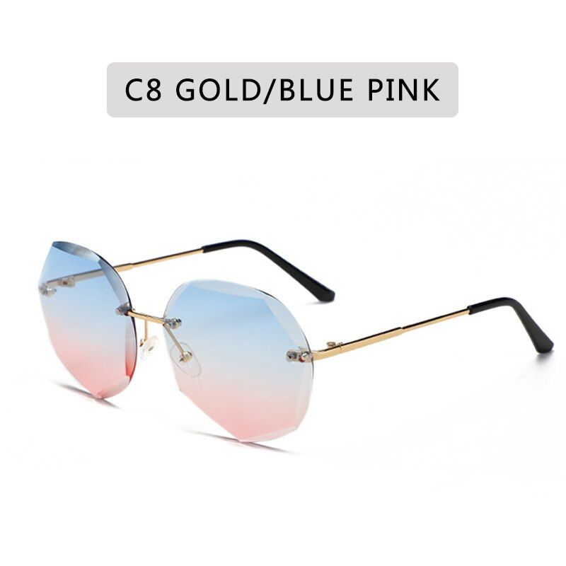 C8Fashion Sunglasses Women Brand Designer Rimless Gradient Sun Glasses Shades Cutting Lens Ladies Frameless Metal Eyeglasses UV400
