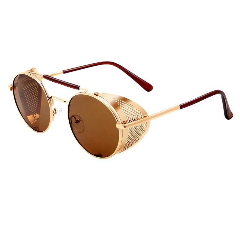 C3JZU Vintage Retro Round Metal Sunglasses Steampunk Men Women Brand Designer Glasses Oculos De Sol Shades UV400 Protection