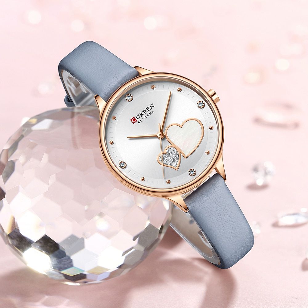 CURREN 9077 Watches Women Fashion 2020 Leather Quartz Wristwatch Charming Rhinestone Female Clock Zegarki Damskie