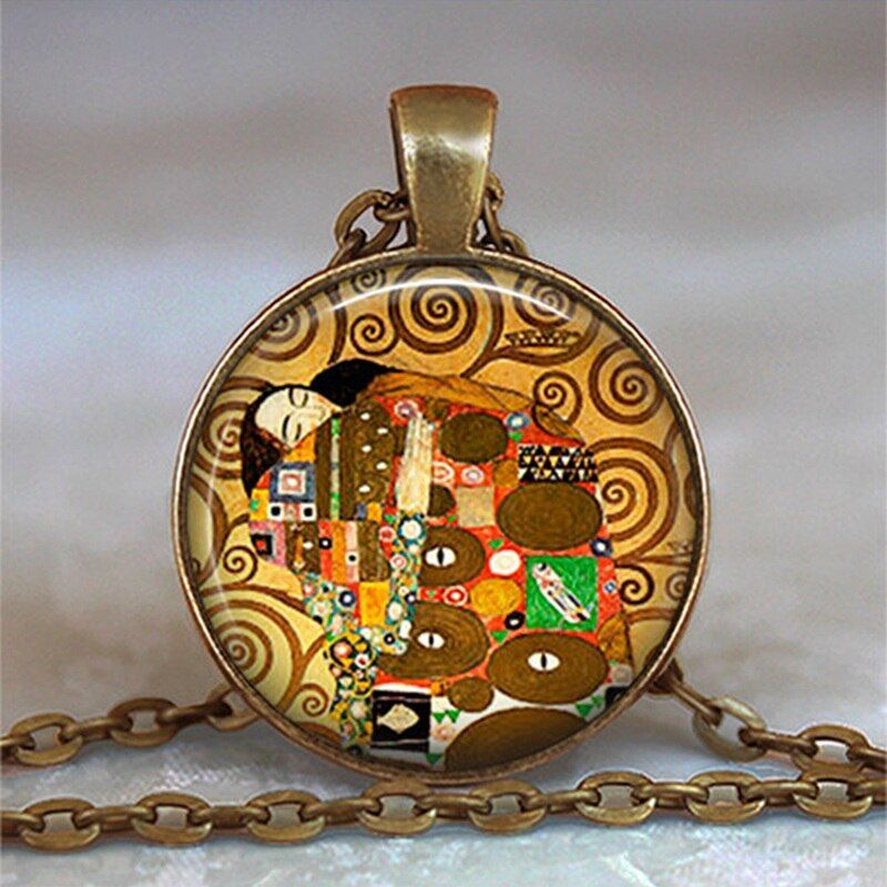 Van Gogh Starry Night Sky Necklace Art Dome Glass Jewelry Paintings Pendant Fashion Silver Plated Chain Cabochon Choker Necklace