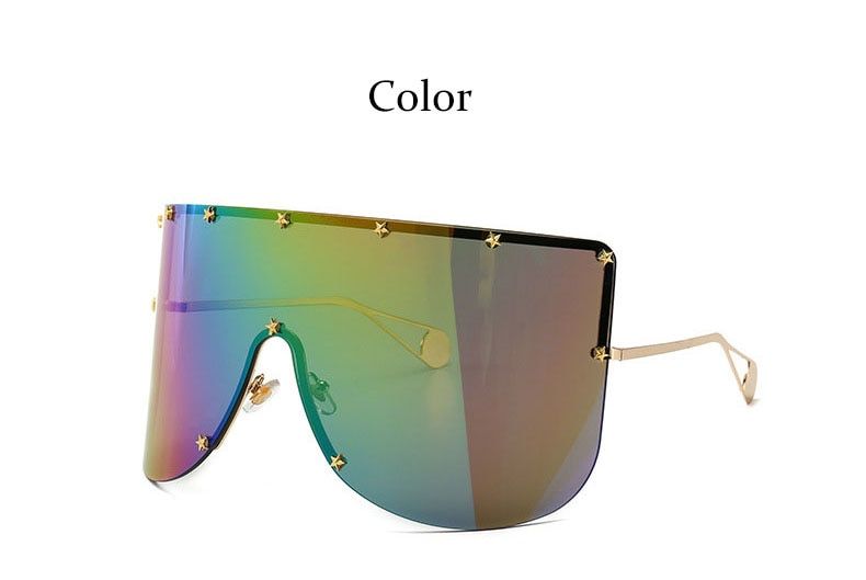 2019 Fashion Oversized Shield Sunglasses Women Men Luxulry Brand Designer Rimless Metal Female Sun Glasses Shades Ladies