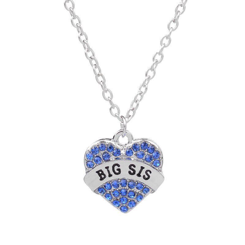 big middle little baby sis Necklaces For 2 3 4 sisters clear white pink blue crystal heart sister Necklace gift for best sister