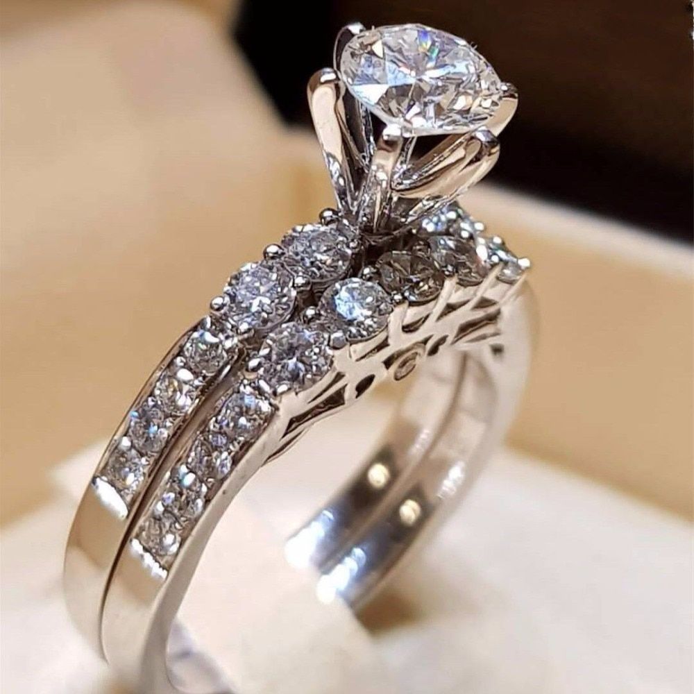 HOMOD Big Zircon Silver Color Couple Rings Wedding Ring for Women and Men Engagement Ring Men Bague Femme Dropshipping