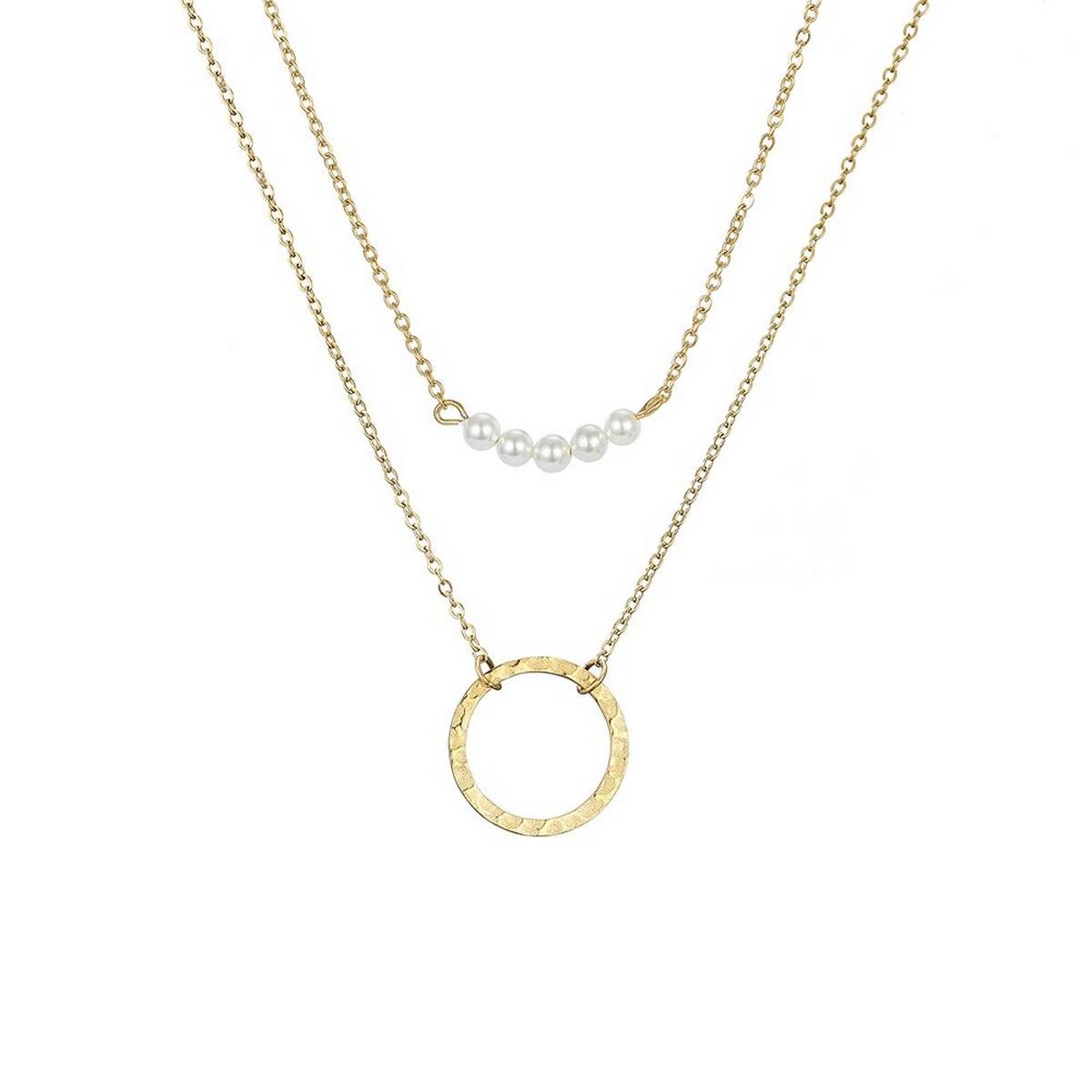 Visunion 316L Stainless Steel Necklace Minimalist Pearl circle for Women Girls Elegant Exquisite Circle Round Necklace Jewelry
