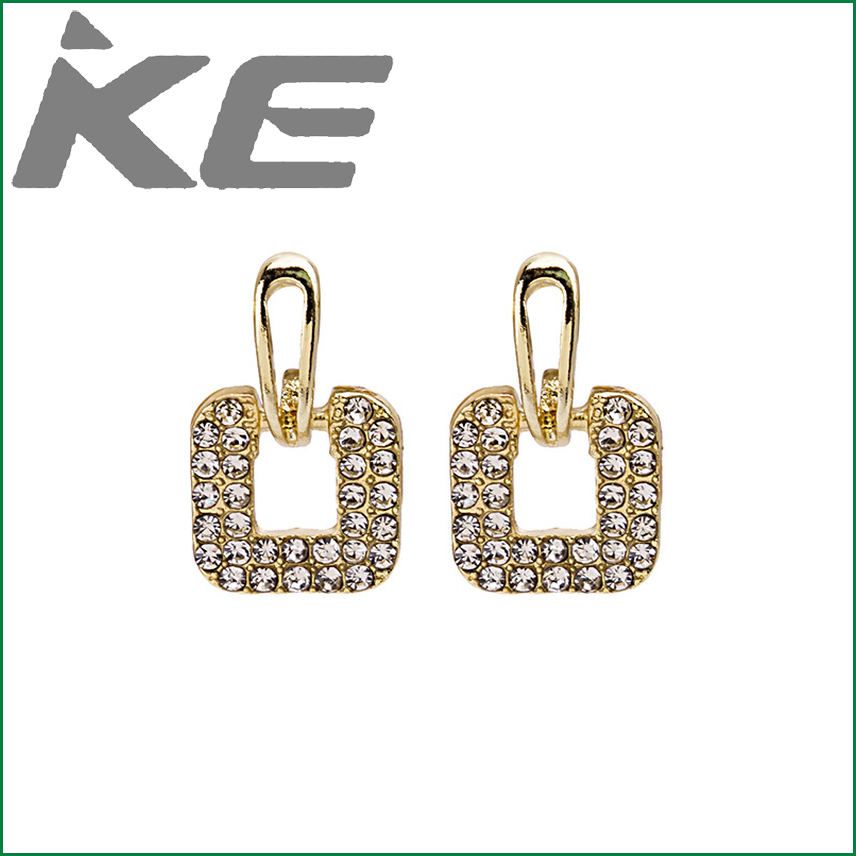 needle delicate micro-set geometric square rhinestone earrings Small temperament earrings for gilrs for women low price