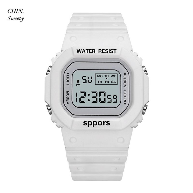 Chin.Sweety Korean Casual Digital Sport Watch for Men Women Fashion Square Dial Watches Lover's Gift Clock Children Kid's Wristwatch Female Clock