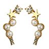 Women Fashion Star Faux Pearl Rhinestone Ear Stud Climber Earrings Jewelry Gift
