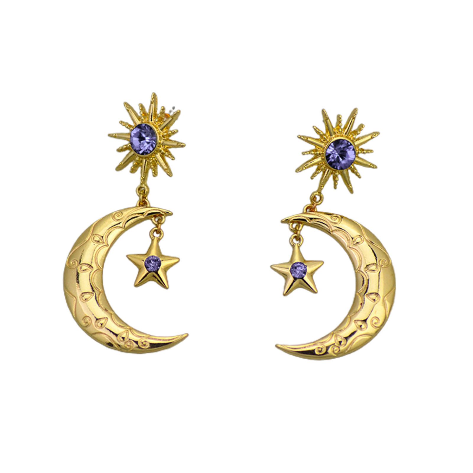 Dangle Earrings Charming Shiny Moon Star Shape Hanging Dangle Earring