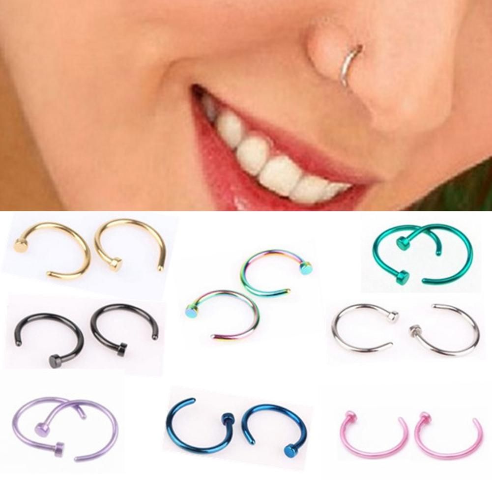 C Shape Stainless Steel Nose Ring Trend Fake Septum Llip Non Piercing Swirl Septum Nose Ring Faux Clicker