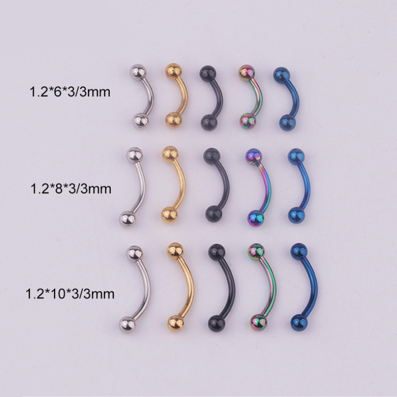 6/8/10mm Surgical Steel 3mm Ball Eyebrow Piercing Curved Barbell Lip Ring Snug Daith Helix Rook Earring