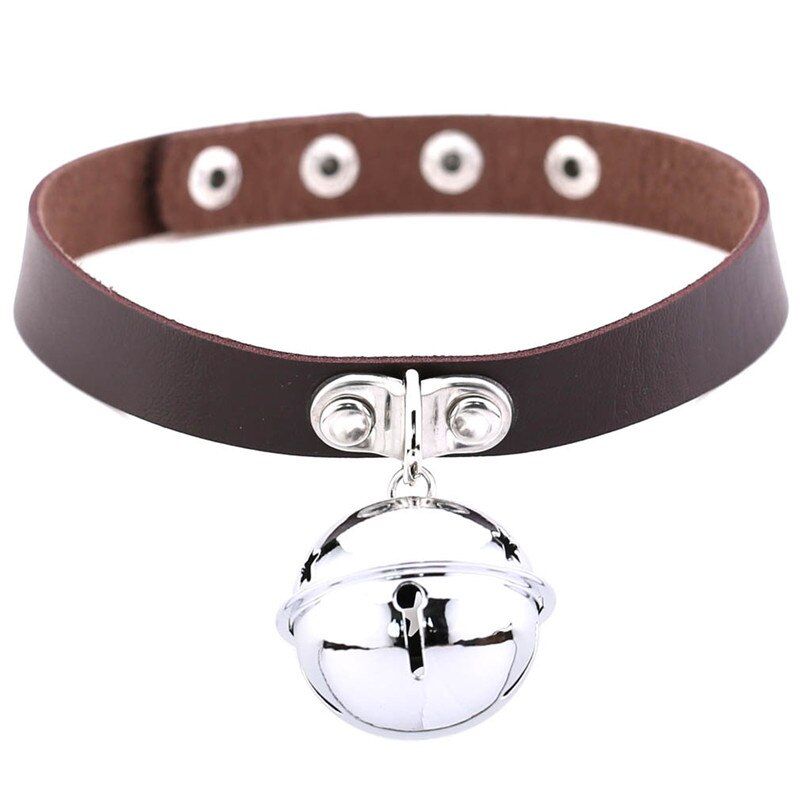 Egirl Bell Pendant Night Club Choker Necklace for Women Men Punk Gothic Leather Choker Party Jewelry Accessories Girl Gifts(null)