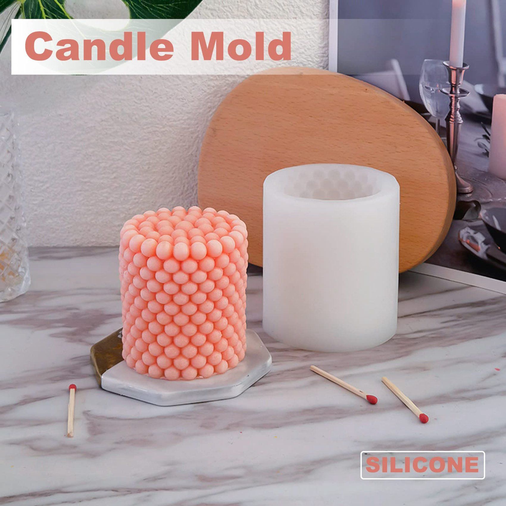 Bubble Candle Mould Round Shape Candle Mould 3D Bubble Candles Silicone Mould Candle DIY Aromatherapy Candles Mold Short