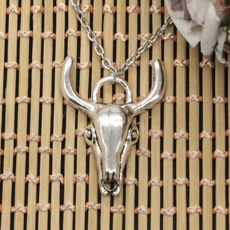 New Fashion Tibetan Silver Color Pendant Skull Bull Ox Head Choker Charm Short Long DIY Necklace Factory Price Handmade Jewelry