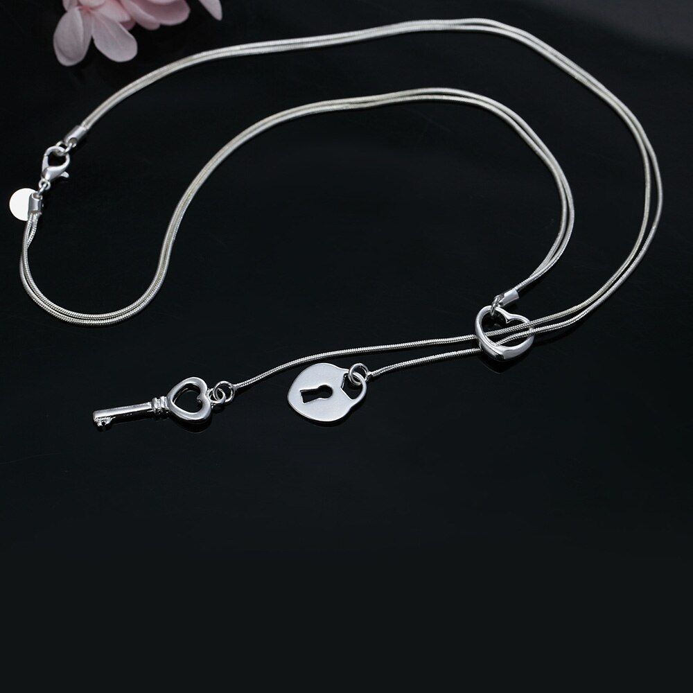 Wholesale Charms silver color necklace jewelry crystal Men women lady fashion Wedding , pendant necklace jewelry JSHN202