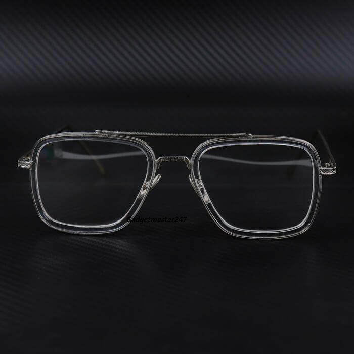 New Stylish Square Transparent Silver Eyeglass - Sun Glass For Men