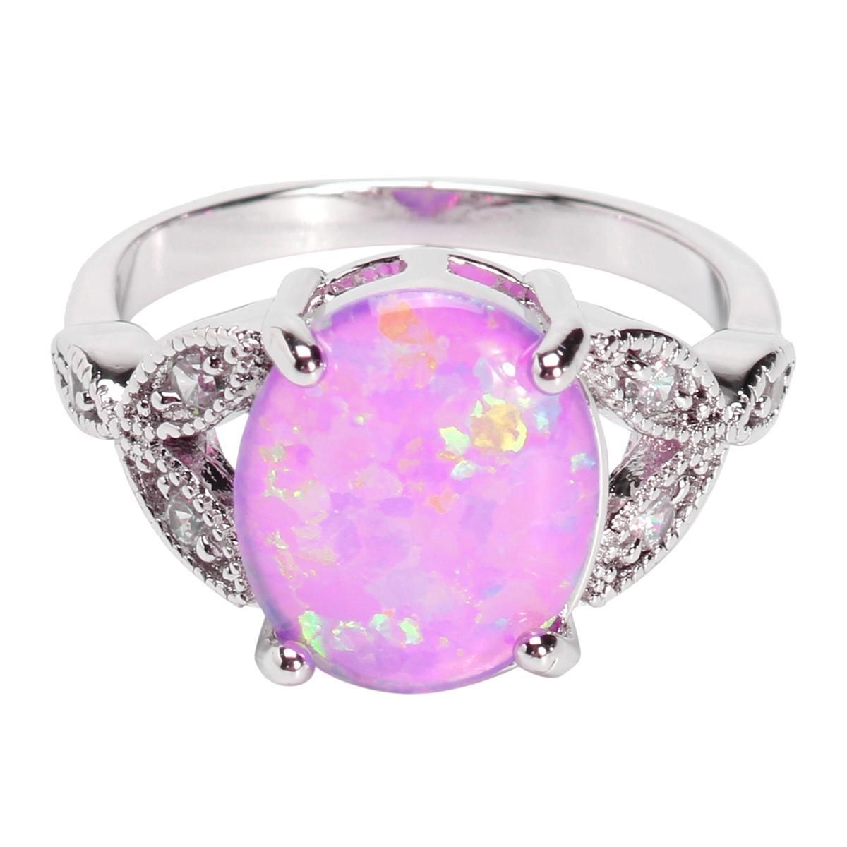 4 Colors Fire Opal Sterling Silver Plated Gemstone Jewelry Ring Size 6