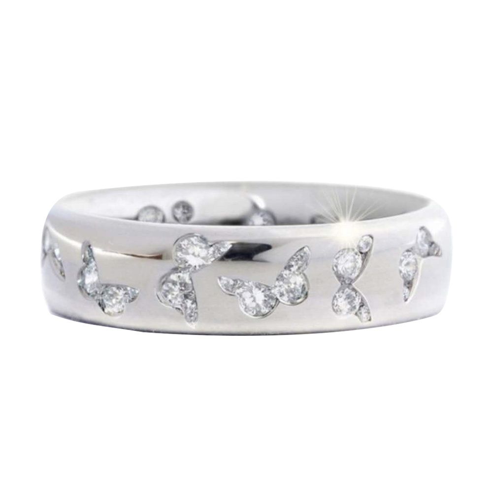 Butterfly Cubic Zirconia Inlaid Finger Wedding Party Jewelry