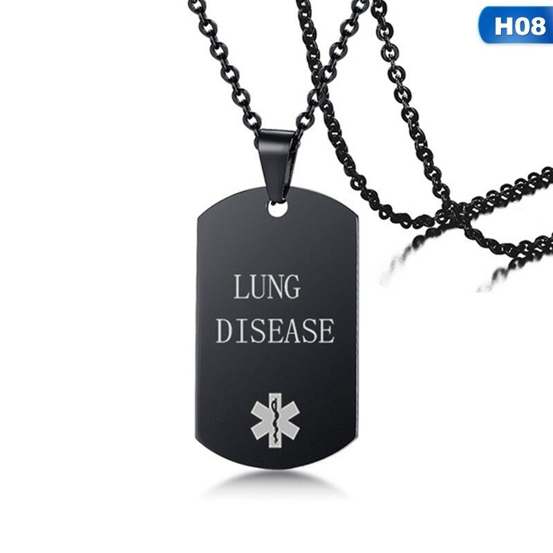 Medical Alert Neckalce Stainless Steel Custom Engraved Medic ID Military Dog Tag Diabete Pendant Emergency Men Jewelry