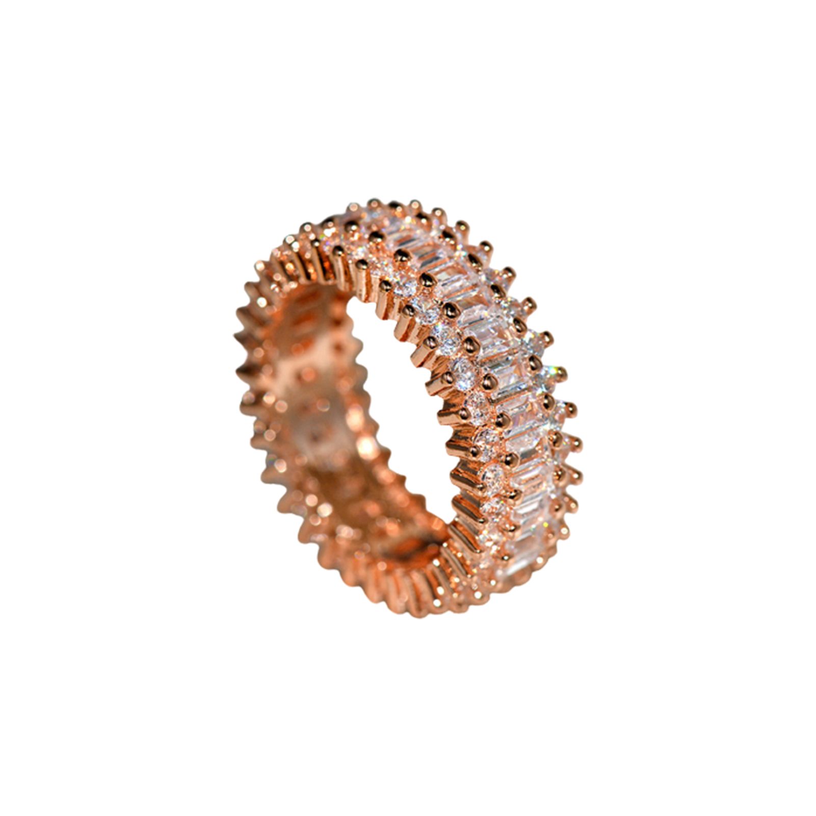 Women Creative Sparkling Cubic Zirconia Inlaid Wide Band Rings Jewelry Gift