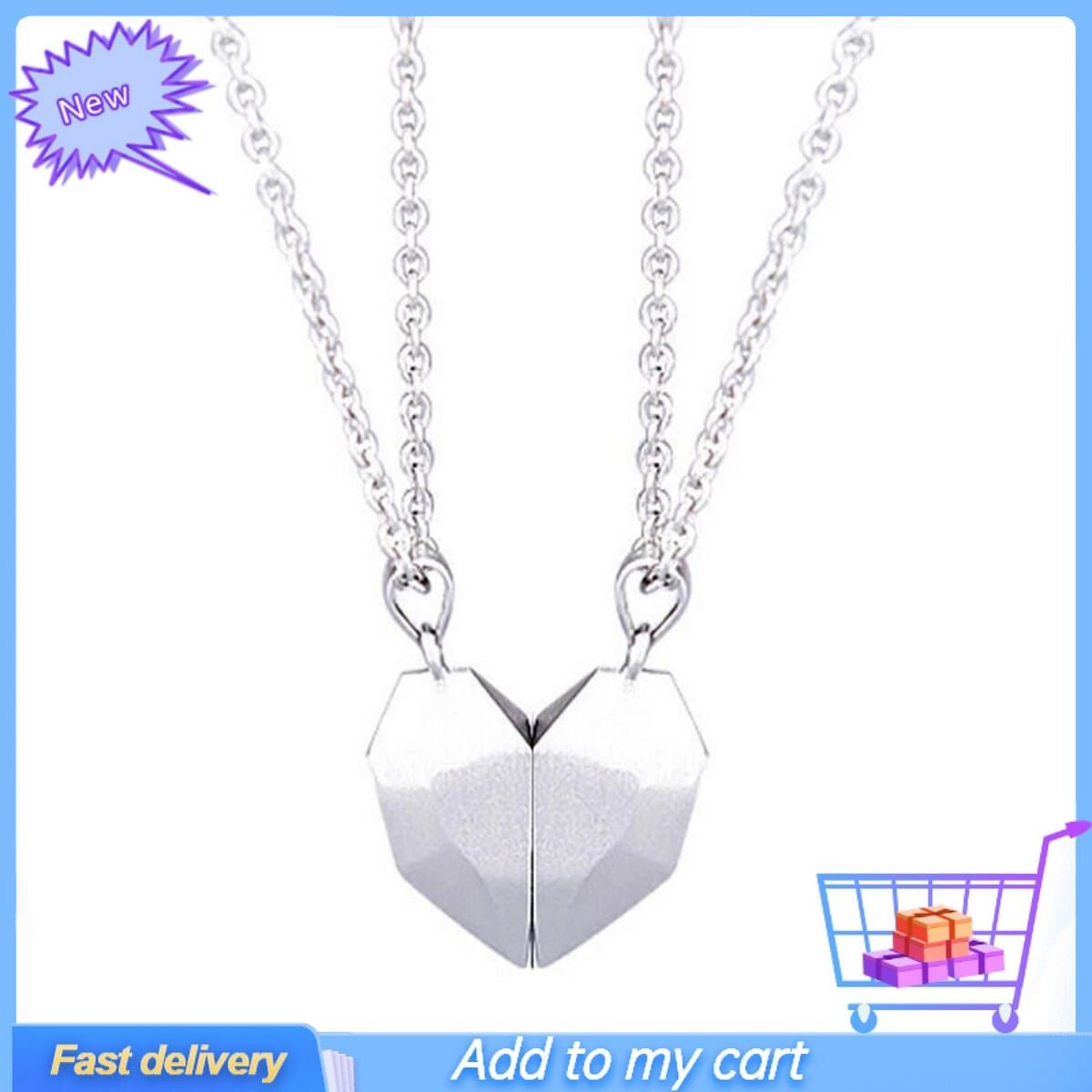 2 Pcs/Set Matching Necklace Geometric Unisex Memorial Meaningful His-and-hers Necklace for Couple
