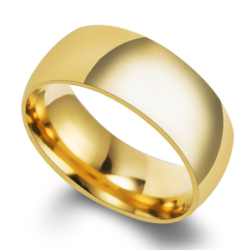 ELSEMODE 8mm 316L Stainless Steel Shiny Polished Ring Men Women Fashion Jewelry Wedding Engagement Band Rings Gold Silver Color