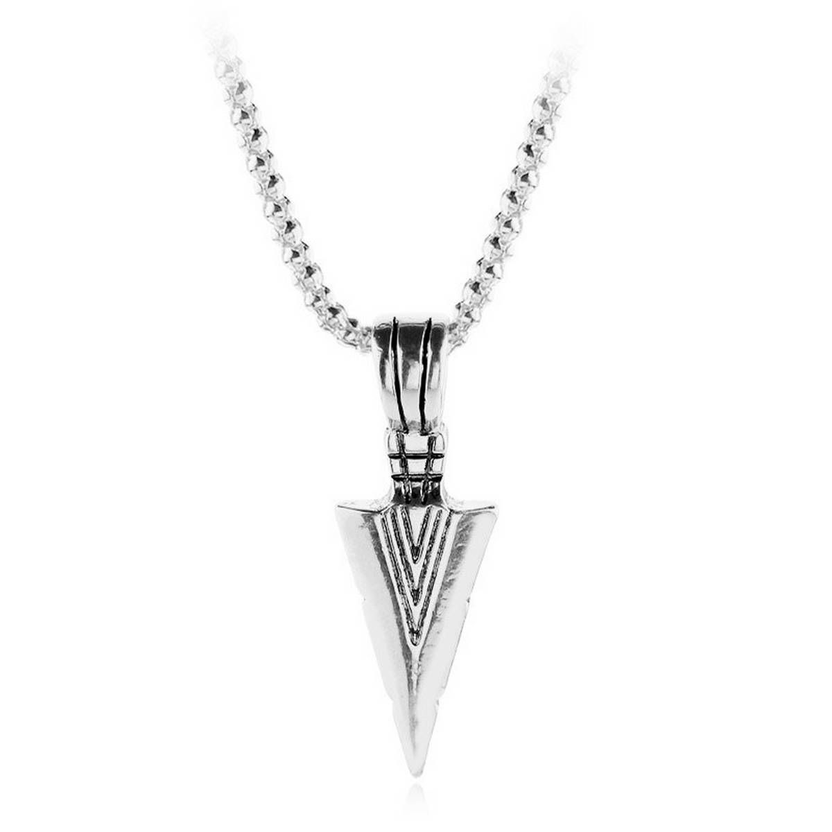 Black Arrow Head Pendant Chain Necklace for Men's Necklaces Geometric Triangle Vikings Kolye Fashion Jewelry