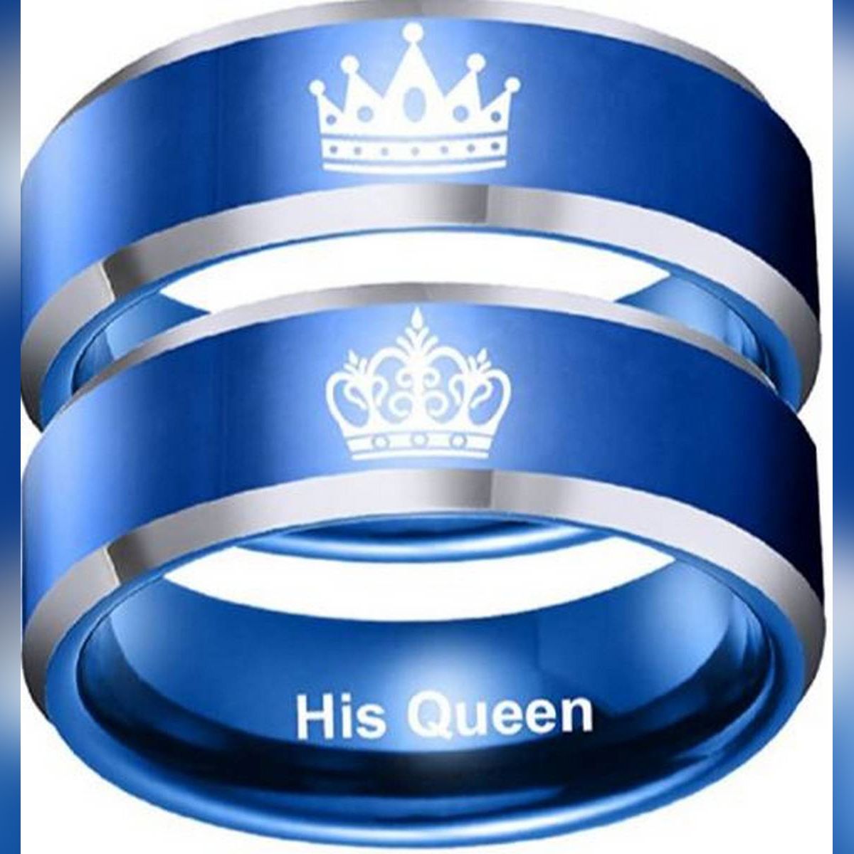 Blue HerKing HisQueen Rings Couples Stainless Steel Ring