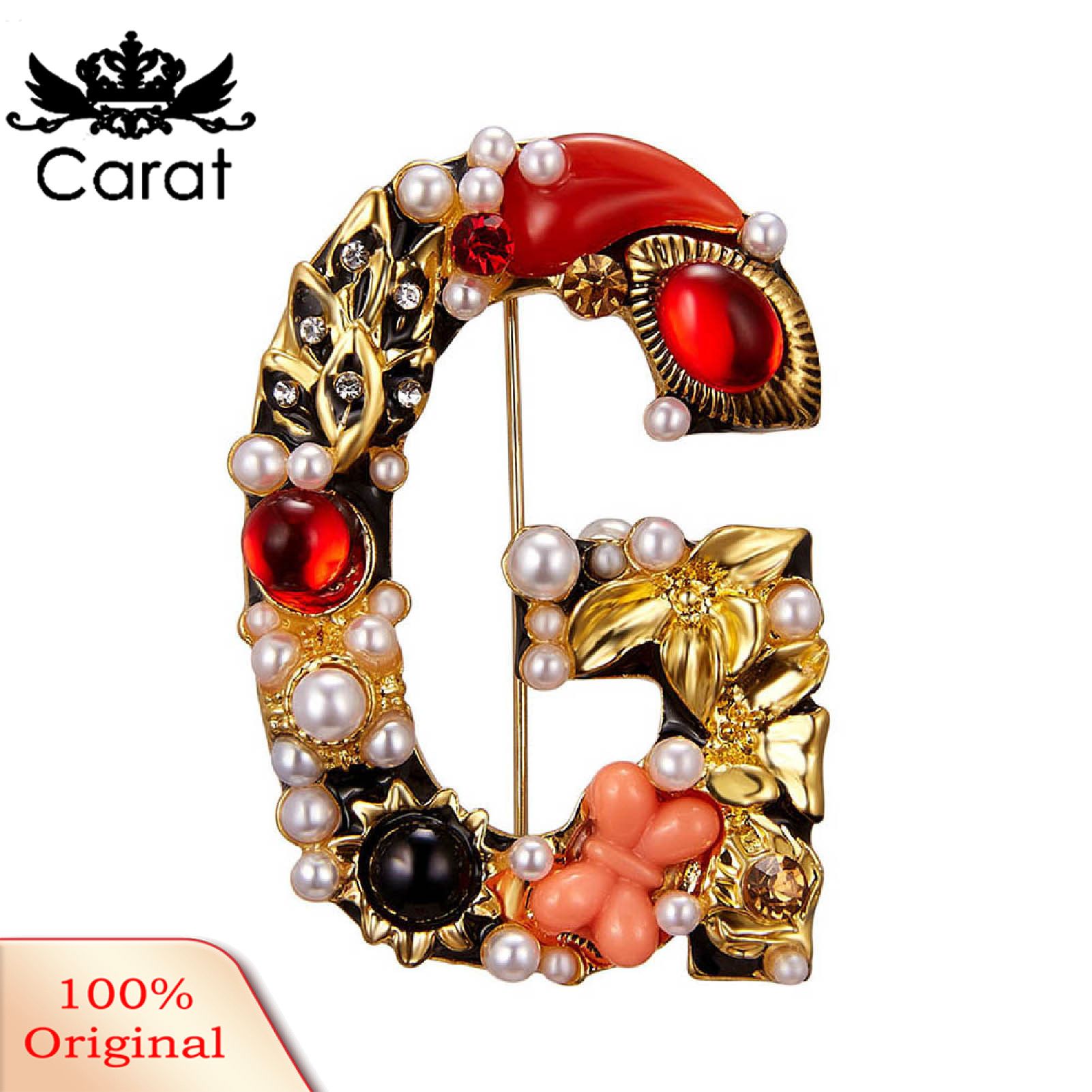 Enamel Brooch Pin Muti-Color Fashion Letter Shape Women Rhinestone Faux Pearl Brooch Pin for Party