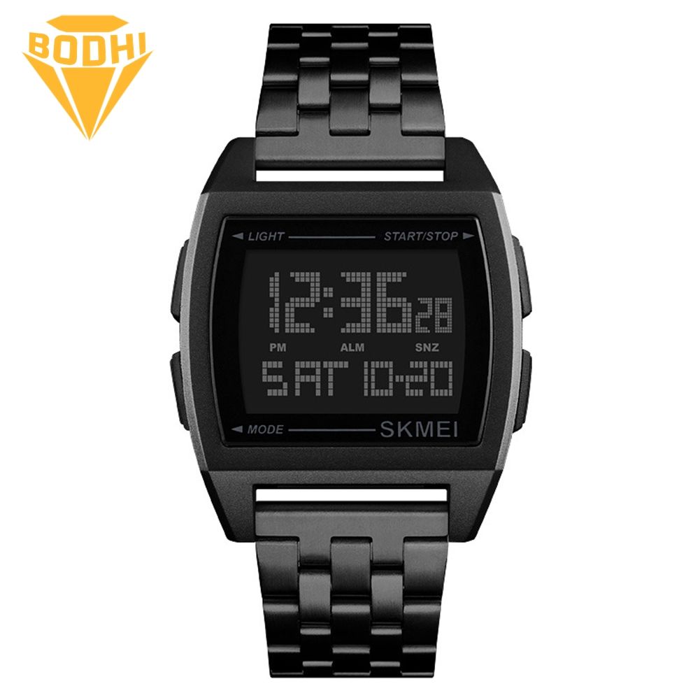 BODHI Men Back Light Countdown Chronograph Digital Waterproof Business Wrist Watch