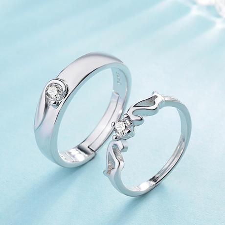 Luxury Design Silver Alloy Finger Ring for Couple