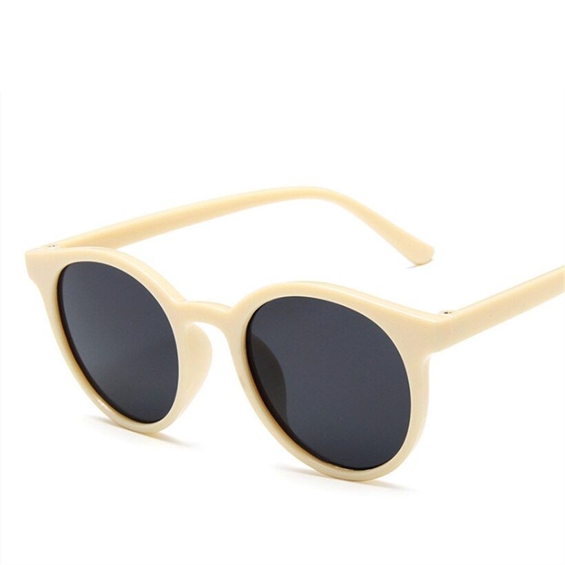 Beige as pictureOulylan Classic Round Sunglasses Women Retro White Beige Sun Glasses Shades Men Vintage Brand Sunglass Goggles UV400 Female