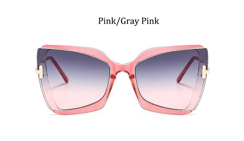 Gray Pink2020 fashion woman Oversized Cat eye women's sunglasses vintage Brand designer shades sunglasses luxury metal glasses gafas