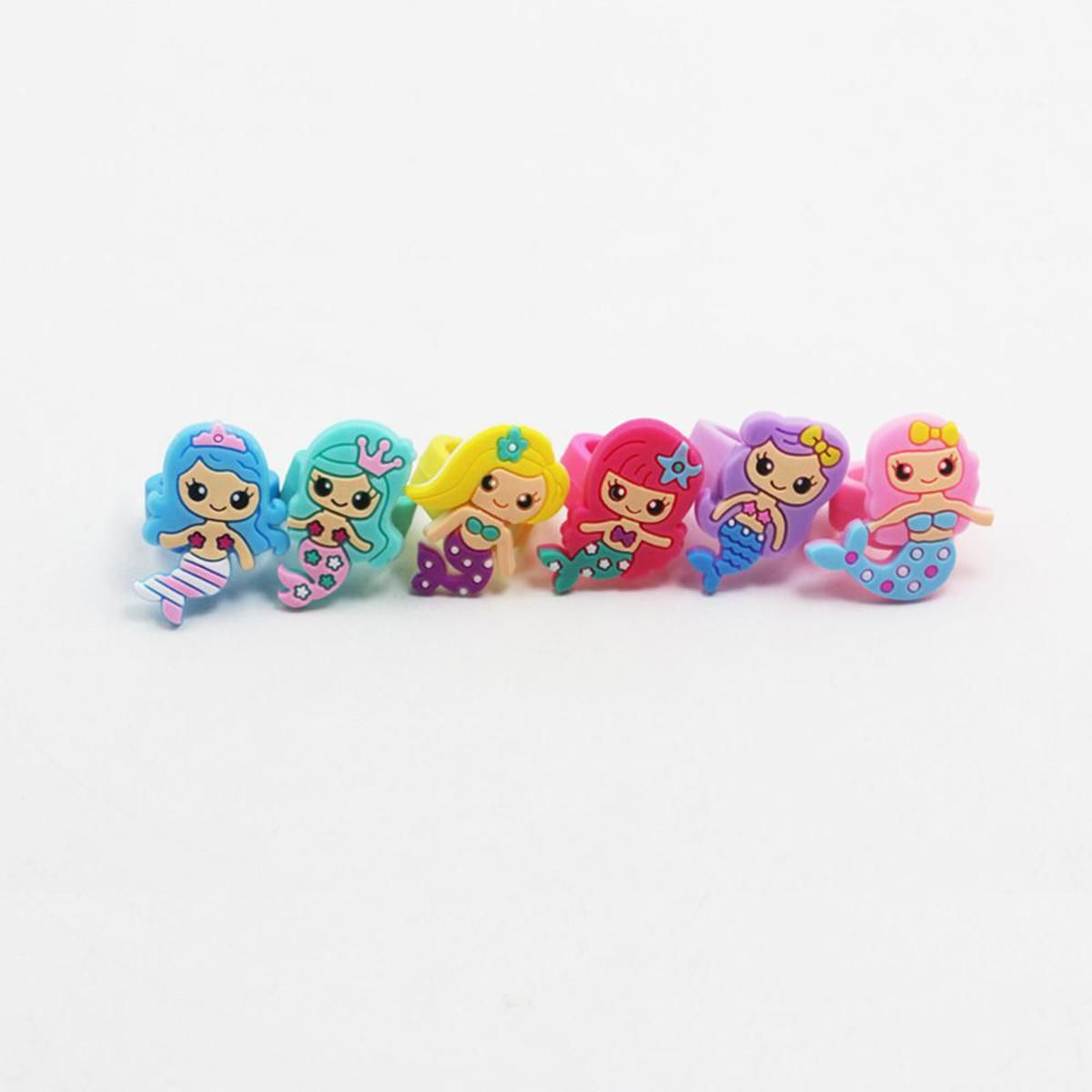 6 Pcs Ring for Children Jewelry Fashion Colored Multicolor Ring Cute Girls Gift Baby Shower Supplies Finger Accessories Princess