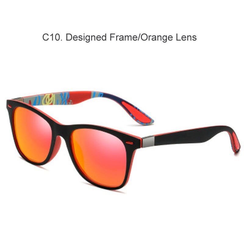 C10 Designed-OrangeClassic Polarized Sunglasses Men 2021 Brand Designer Vintage Square Sun Glasses Square Driving Male Glasses Oculos De Sol UV400