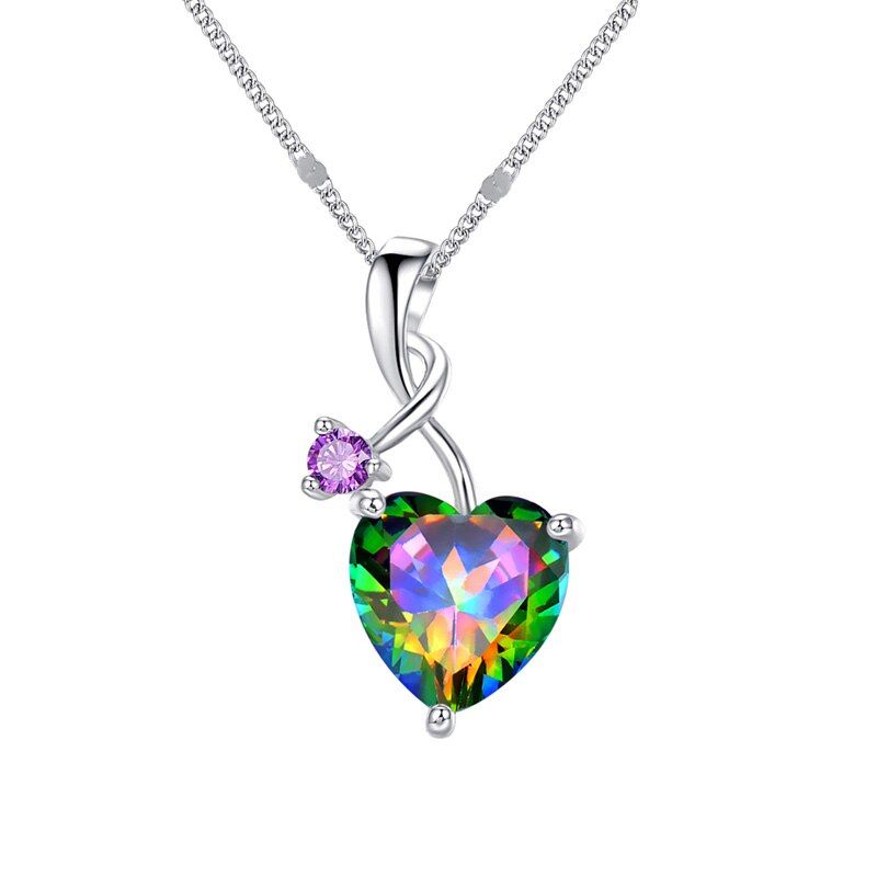 lingmei 27 Styles Romantic Heart Exquisite Silver Color Pendant Necklace Jewelry Wedding Engagement Bride Zircon Jewelry